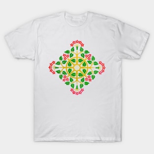 Green leaves and stylized red fruits T-Shirt